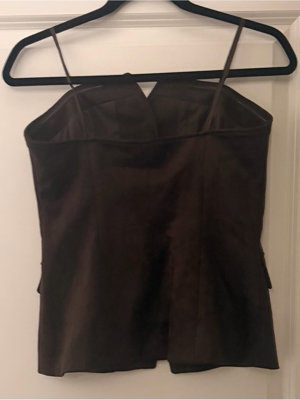 Rachel Zoe Brown Faux-Suede Sleeveless Blazer with Gold Buttons - Picture 7 of 9